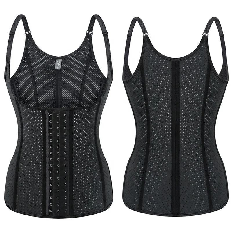

Adjustable Women Breathable Underbust XS Gaine Fajas Modeladoras Sheath Corset Steel Bone Workout Latex Waist Trainer Vest, Blackskin