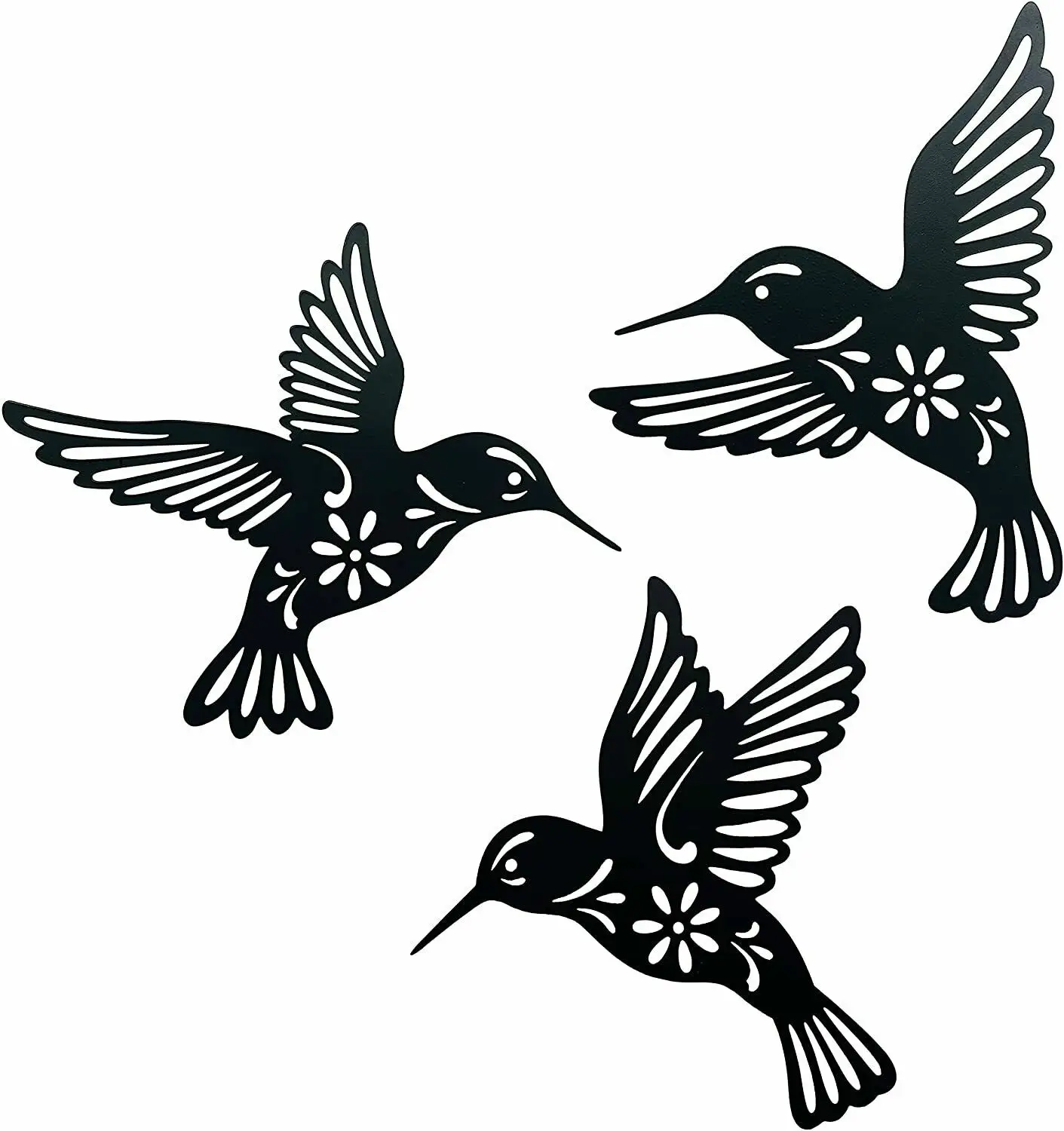 

Metal Hummingbird Wall Art Decor, Set of 3 Black Concise Decoration Hanging TY2418
