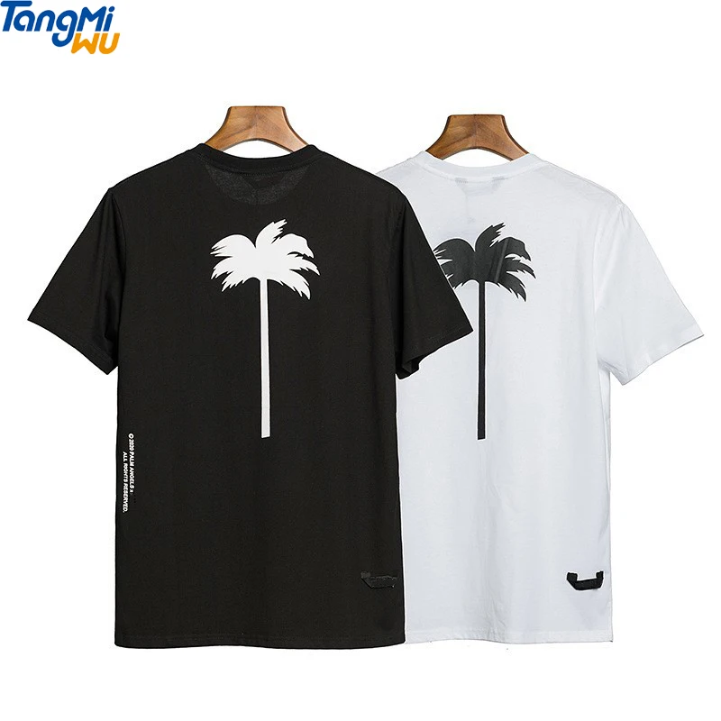 

Wholesale high quality men tee shirts 100% cotton Coconuttrees graphic printing tshirt cotton Short Sleeve men tshirts