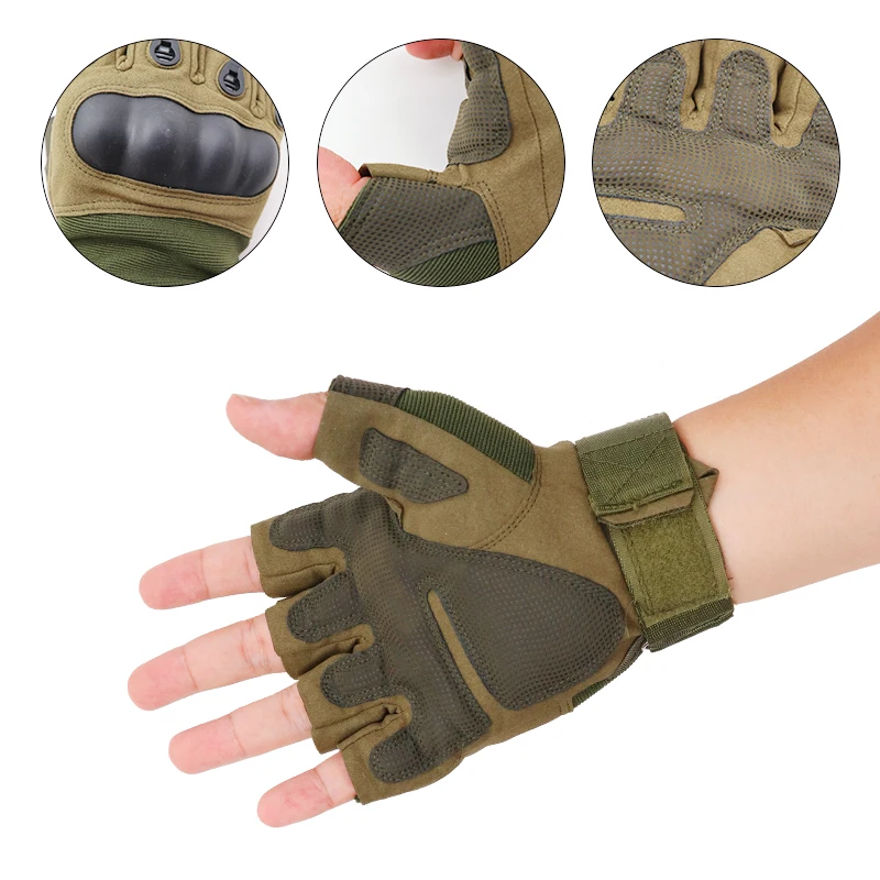 Details about   Army Men's Tactical Gloves Outdoor Sports Half Finger Bike Anti-Slip Glov.z