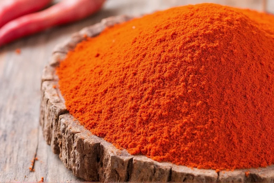 Close-up comparison of cayenne pepper and common substitutes including red pepper flakes, paprika, and chili powder