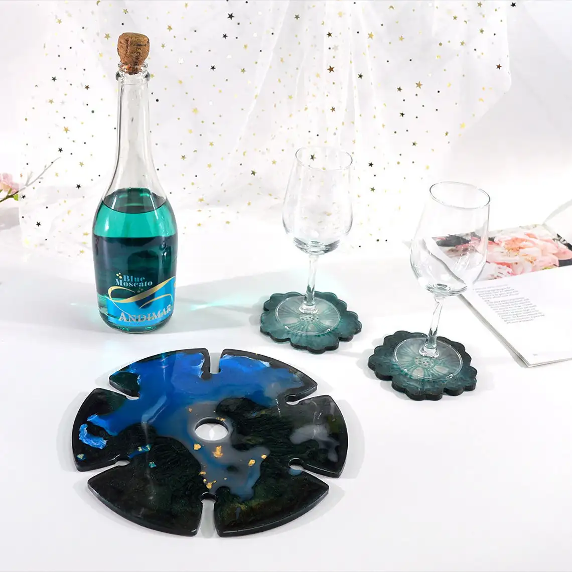 DIY coaster resin mold round rectangular tray holder crystal UV protection epoxy resin silicone home decoration resin crafts