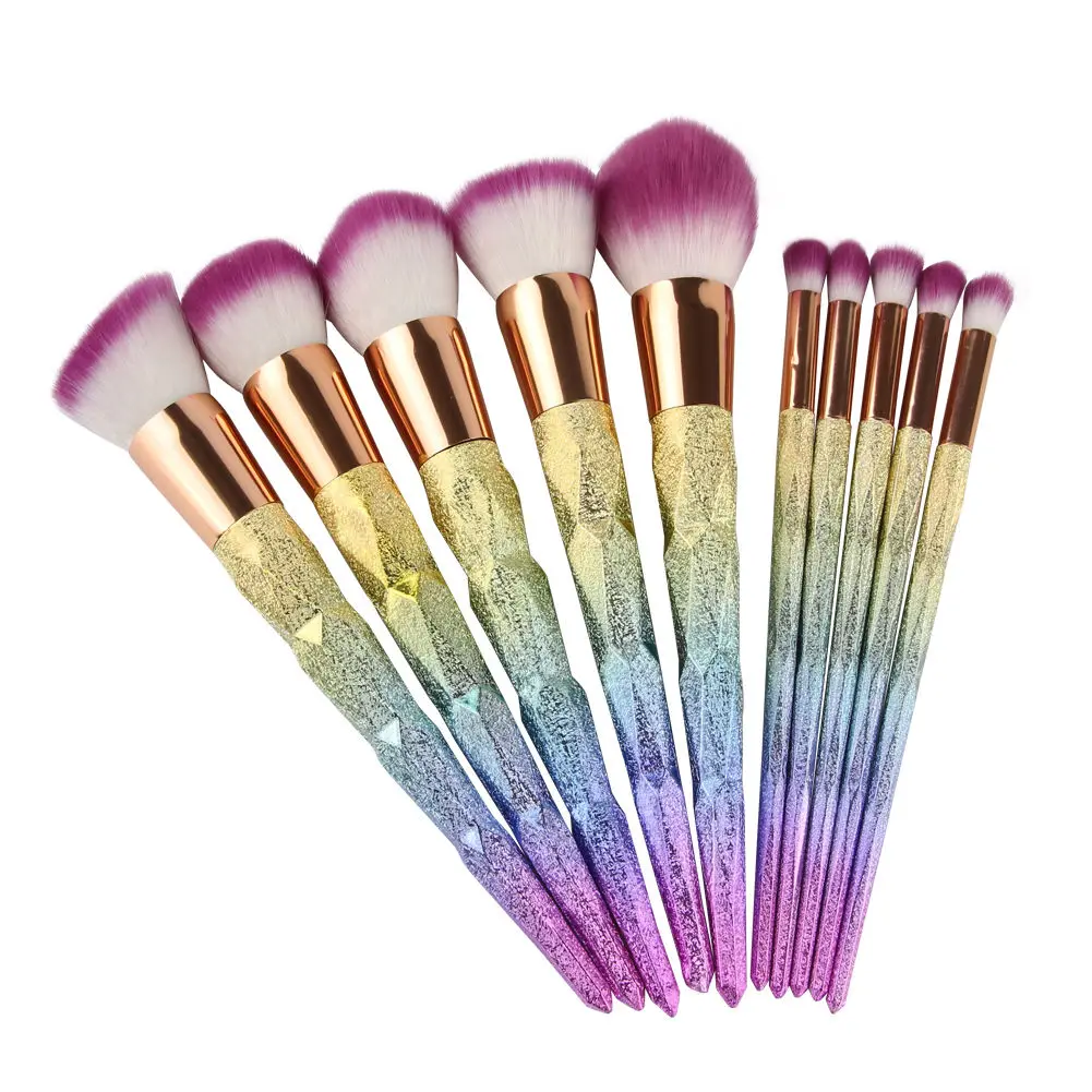 

10Pcs Natural Hair Makeup Brush Glitter Makeup brushes Foundation Sparkle Make up Brush Set Mbrush0002, Customized color