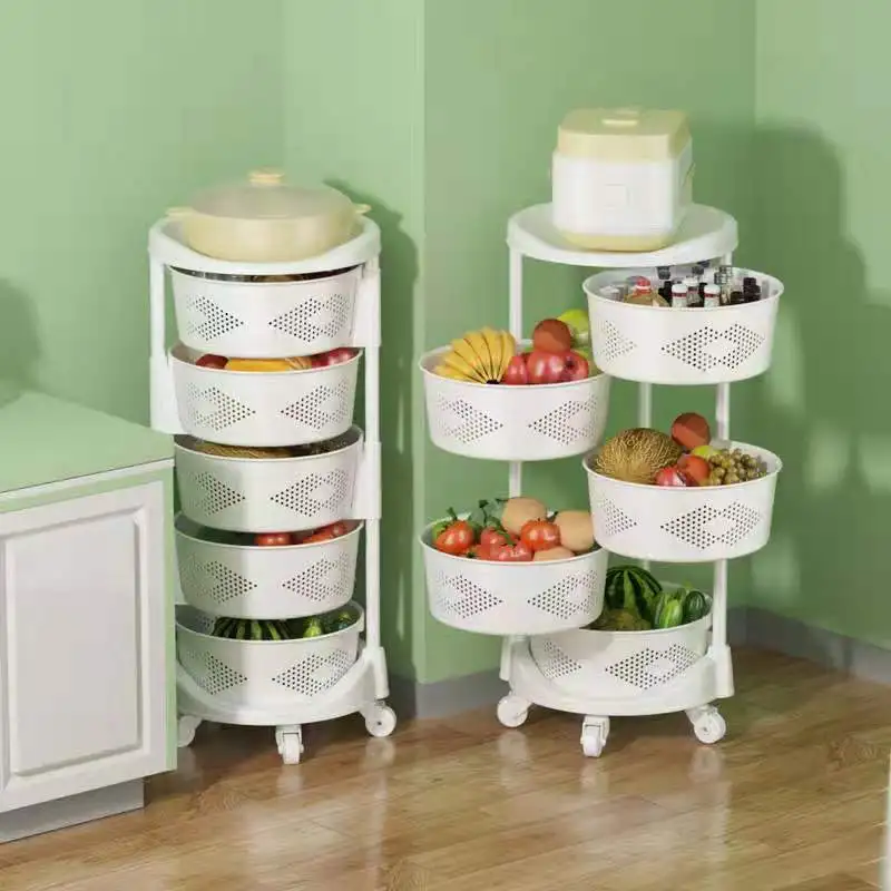 

Kitchen Shelving Falls To The Ground Multilayer Multi-functional Circle Puts Fruit And Vegetable Basket To Receive Rack