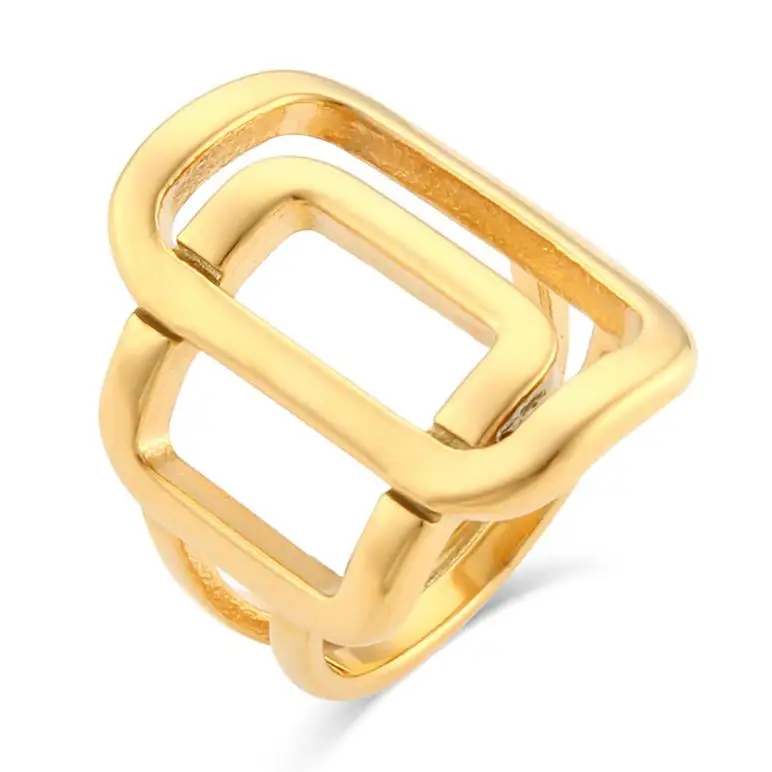 

Trendy unisex Geometric exaggerated ring Stainless Steel 18k Plated Gold ring
