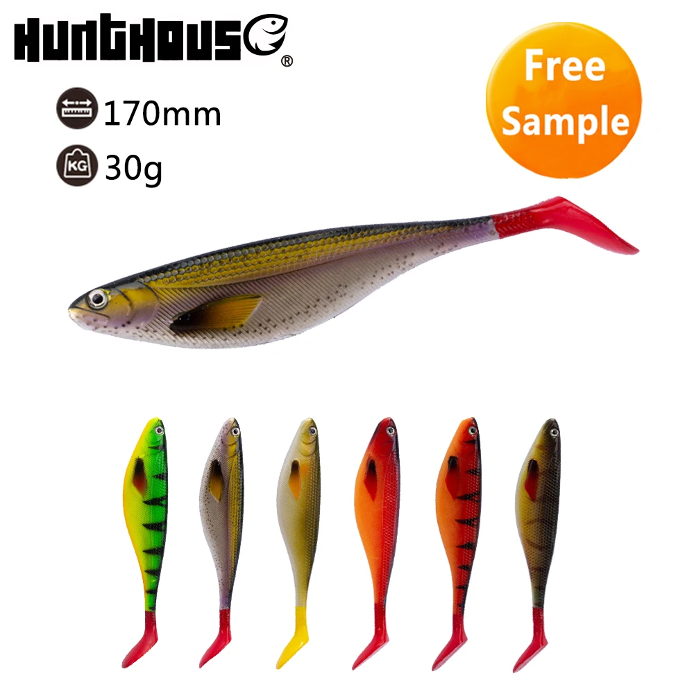 

6 colors available hunthouse 3D fish eyes PVC plastic big soft bait T tail