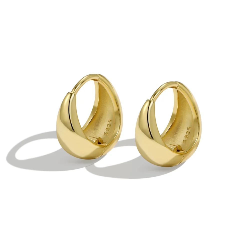 Dylam Ready To Ship Simple Jewelry Delicate Round 18K Gold Plated Earring Round S925 Sterling Silver Hoop Earrings For Women