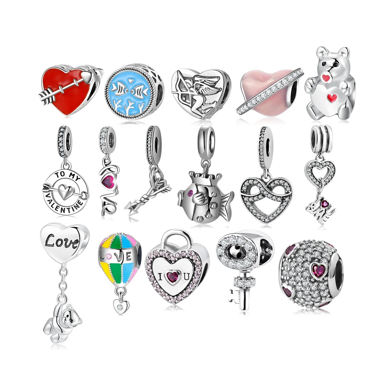 Heart shape Charm beads with C