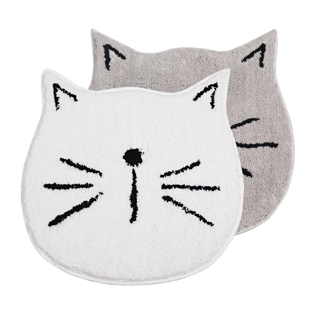 

NEW Cartoon Cat Shape Soft Microfiber Non Slip TPE Backing Water Absorbent Shaggy Rugs Shower Carpet Bath Mat, Customized color