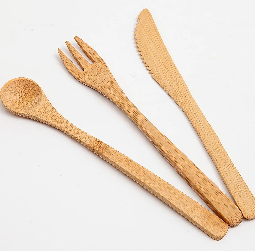 Bamboo Fork Spoon Knife Cutlery Set Portable Tableware Wooden Cutlery