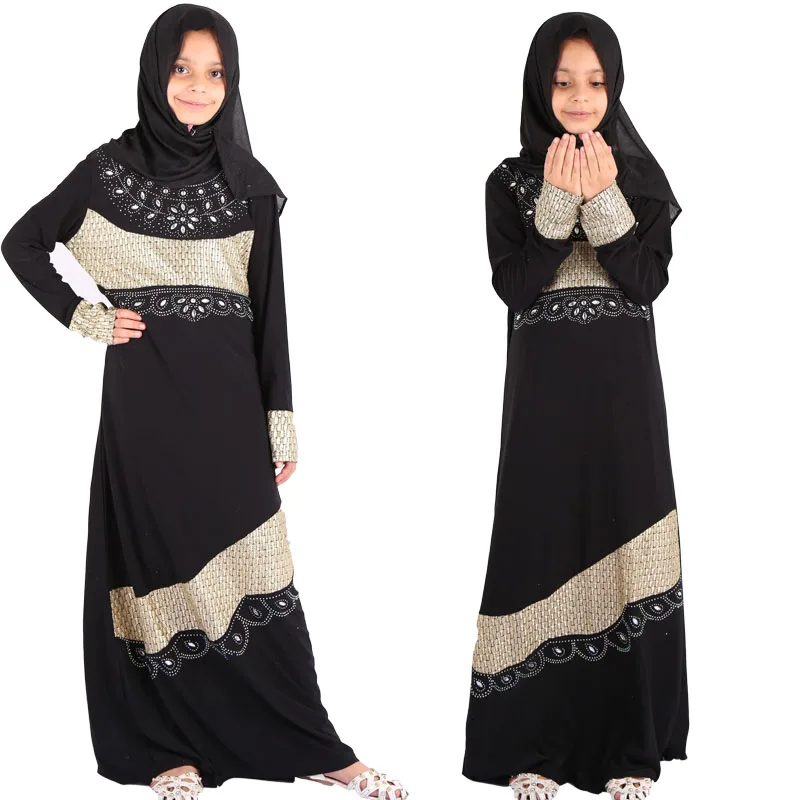 

Wholesale New Arrival Knitted Muslim Prayer Kids Abaya 2020, 3 colors