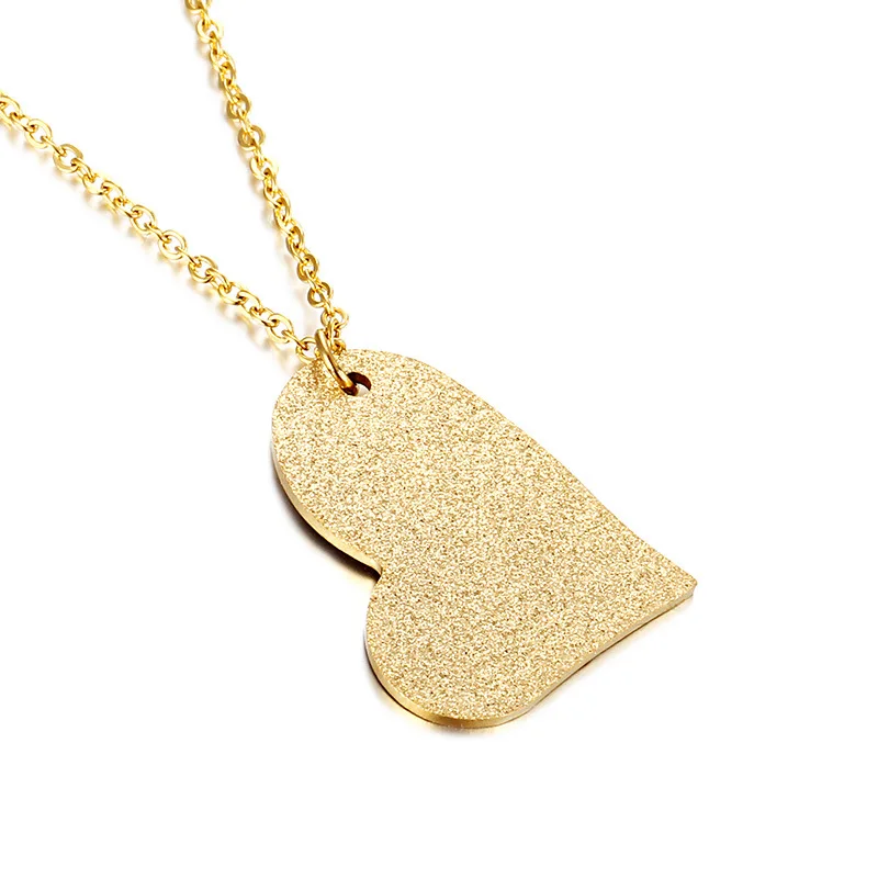 

Korean Sweet Style Different Heart Shape Choker Necklace Sandblasting Stainless Steel Necklace, Gold color