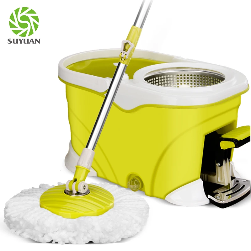 

SUYUAN Floor Microfiber Spinning Mop 360 Rotating Spin Mop Bucket Set with Foot Pedal Strong Bucket