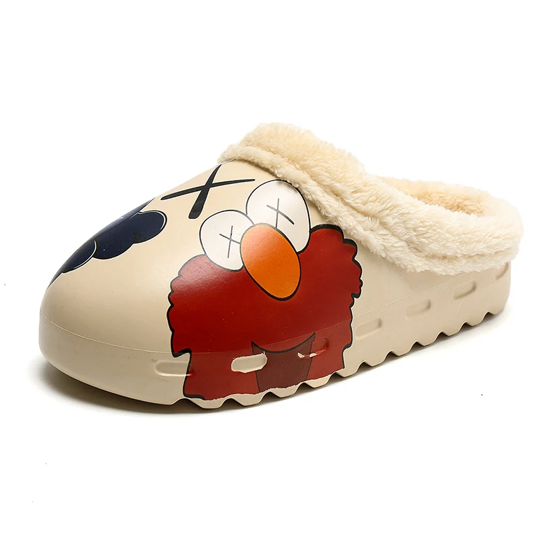 

Winter Unisex plush cartoon printed cotton slippers, As the picture