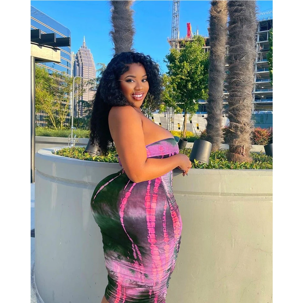 

Summer New Arrival Trending Wrap Tie Dye Women Clothing Plus Size Women Summer Clothing 2021 Sexy 2 Piece Dresses Summer, Shown