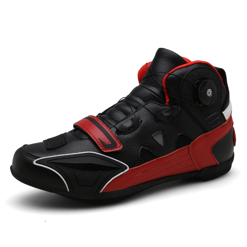 

Motorcycle Shoes Men/Women Red/Black Motocross Boots Men's Motorbike Bike Riding Shoe Self-Locking Botas Motociclista