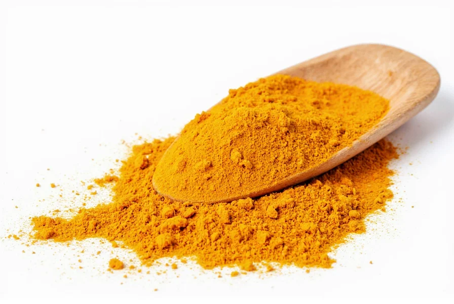 Fresh turmeric root next to turmeric powder showing color and texture differences