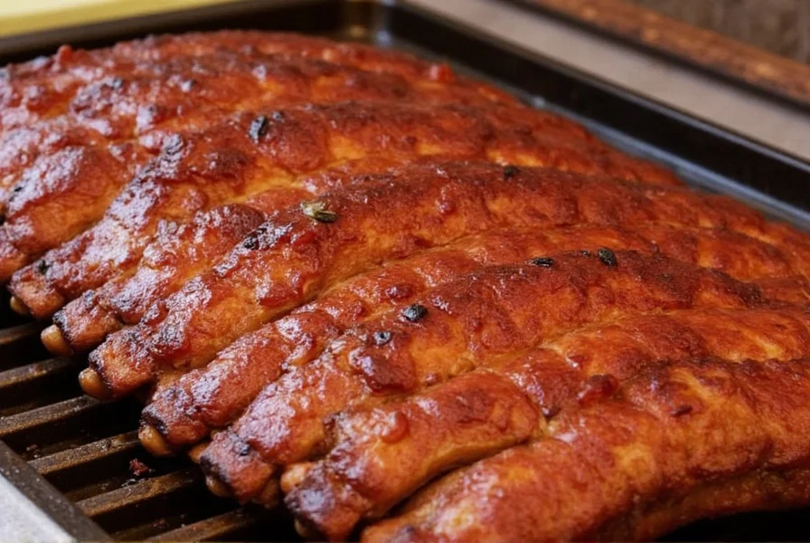 Pork ribs in an oven tray