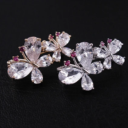 

Luxury zircon brooches butterfly rhinestone brooches white pin brooches for women