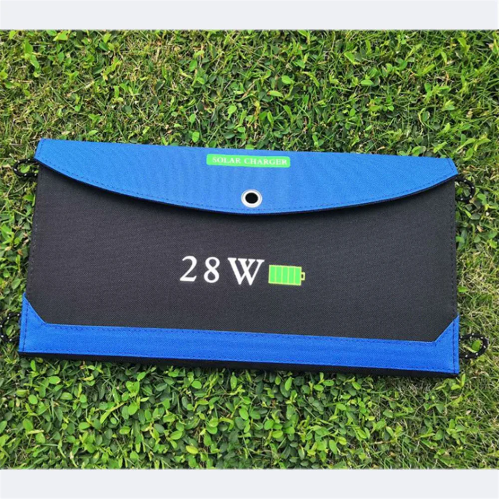 

Foldable wholesale 28W solar phone chargers, portable solar charger, Green