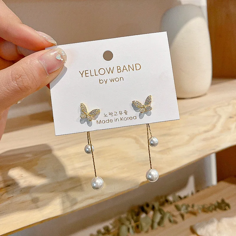 

trendy pearl drop new fashion butterfly earrings 2021