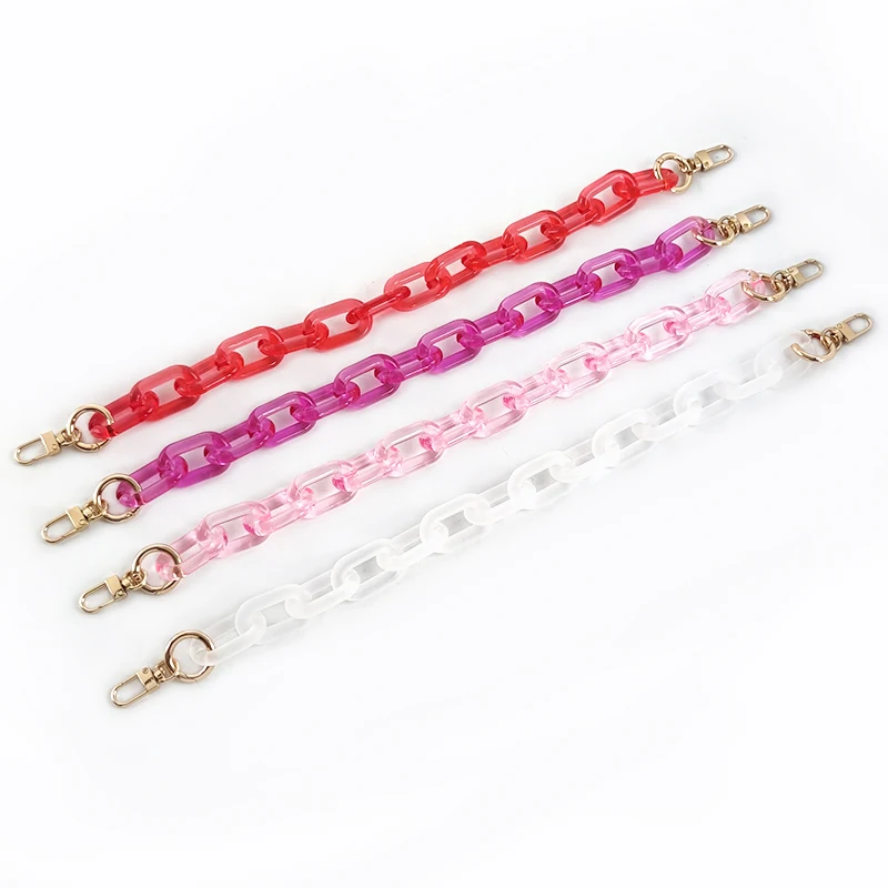 

Meetee B-C091 Fashion Clear Resin Thick Chain Warm Colored Acrylic Shoulder Bag Chain for Women Handbag Shoulder Belt Hand Strap