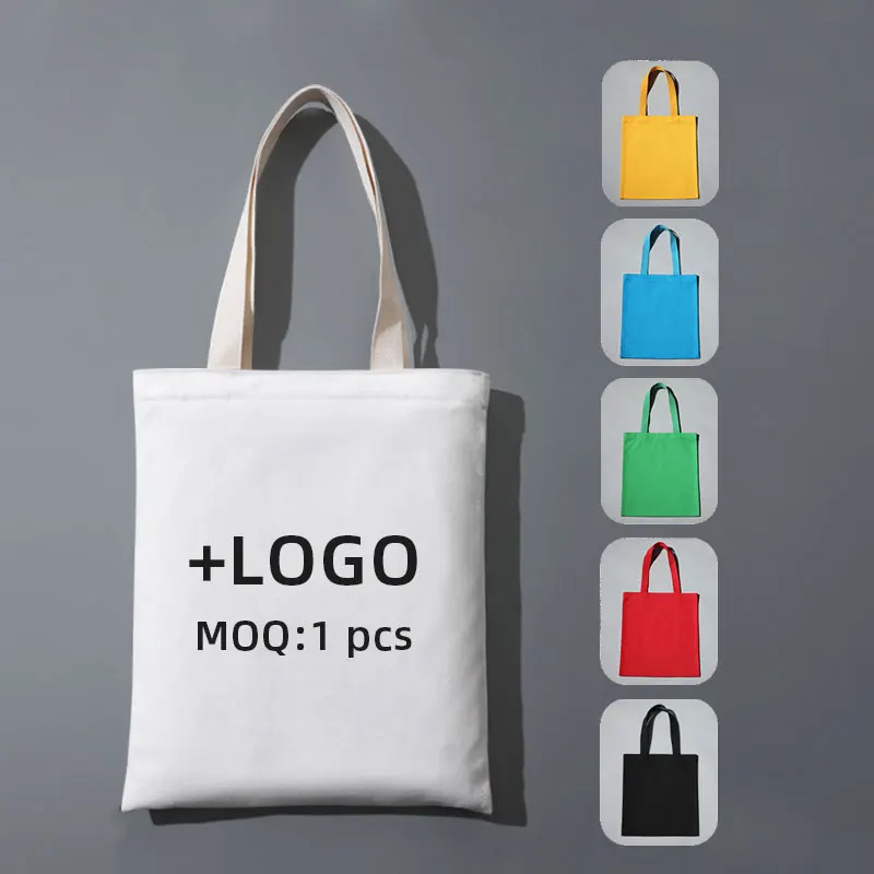 

custom promotion heat tranfer sublimation printing LOGO canvas tote shoulder bag, Black/white/customize
