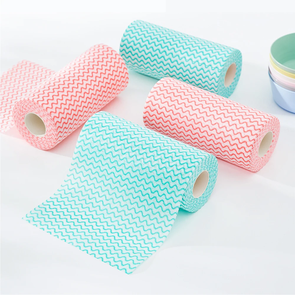 

Wholesale Cleaning Cloth 50pc/Roll Disposable kitchen dish cloth non woven convenient kitchen paper towles, Colors