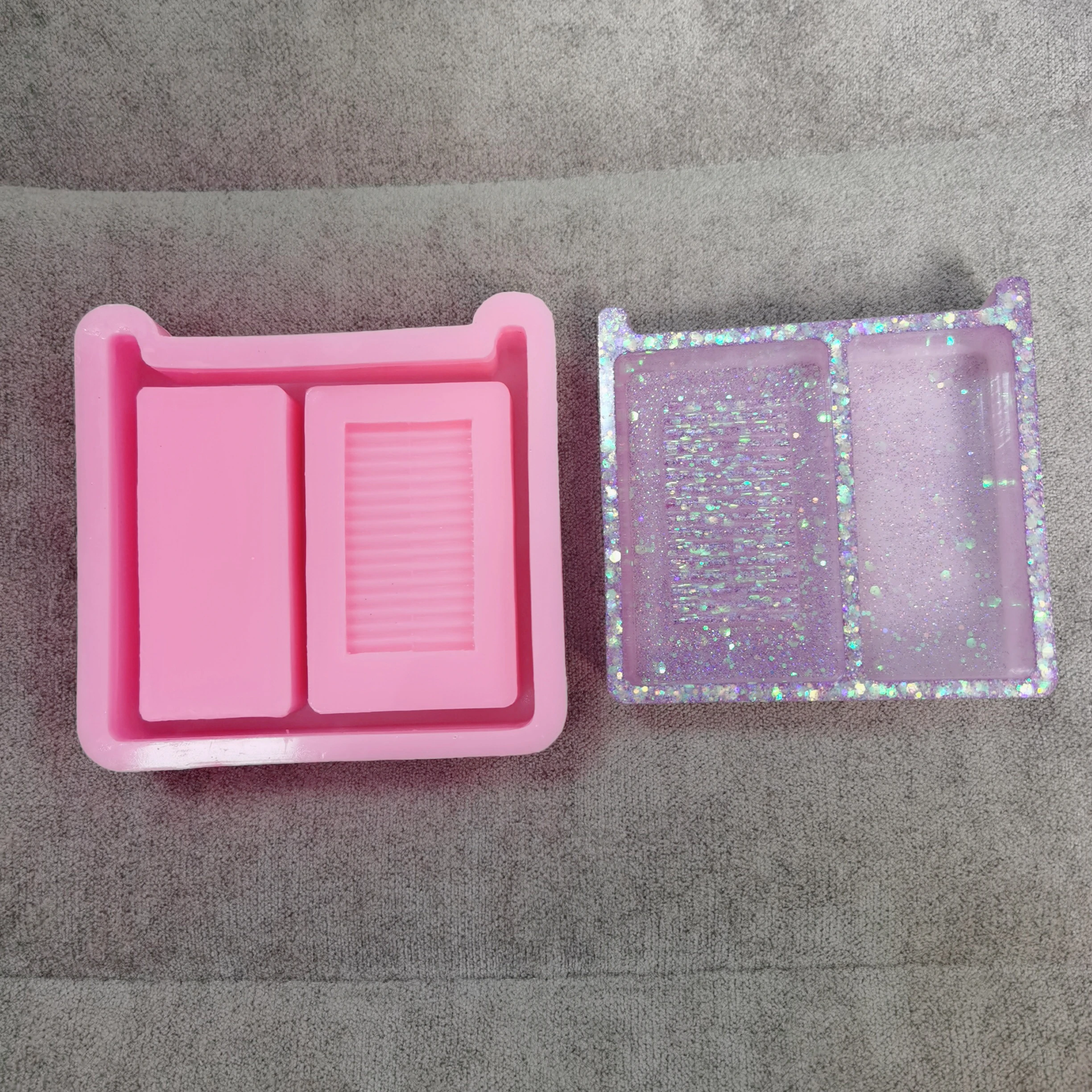 

DIY Silicone Mold Shinny Epoxy AB Glue Makeup brush cleaner mold