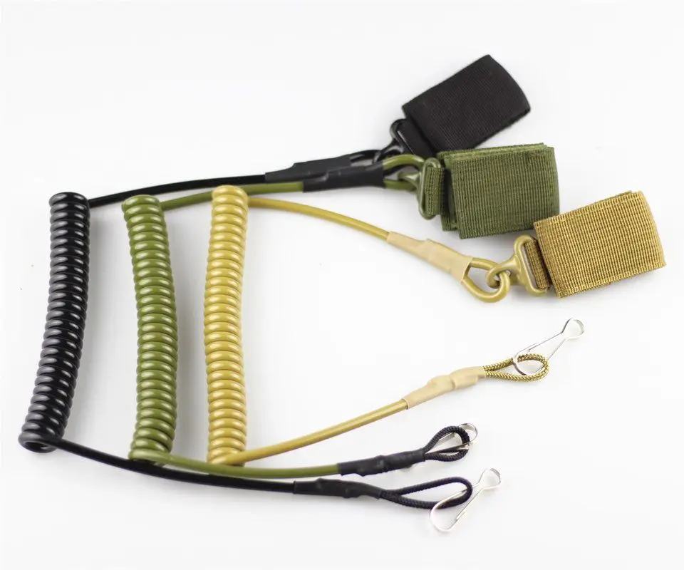 

New Adjustable Combat Sling Telescopic Tactical Pistol Hand Gun Secure Lanyard Spring Sling With Magic Tape Belt, Balck, tan, green