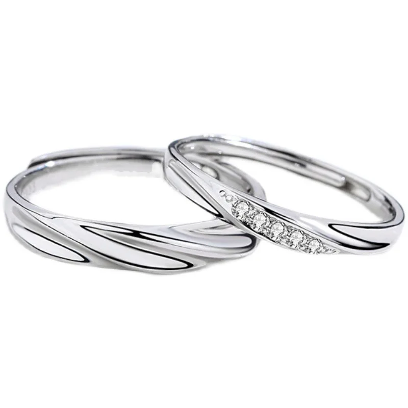 Tik Tok Hot Sale Couple Rings 2 Style Silver Color Spinner Rings for Women Men