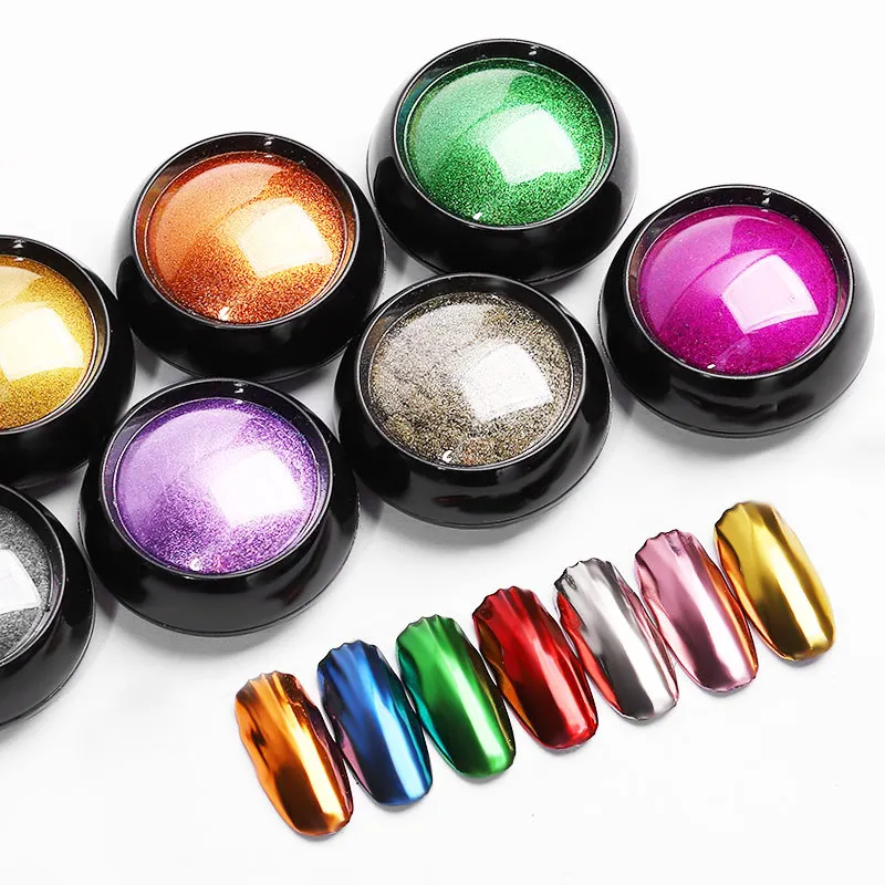 

1Box Nail Art Acyclic Pigment Nail Magic Mirror Powder Glitters Metallic Color Laser iridescent Chrome Dust Manicure Gel Polish