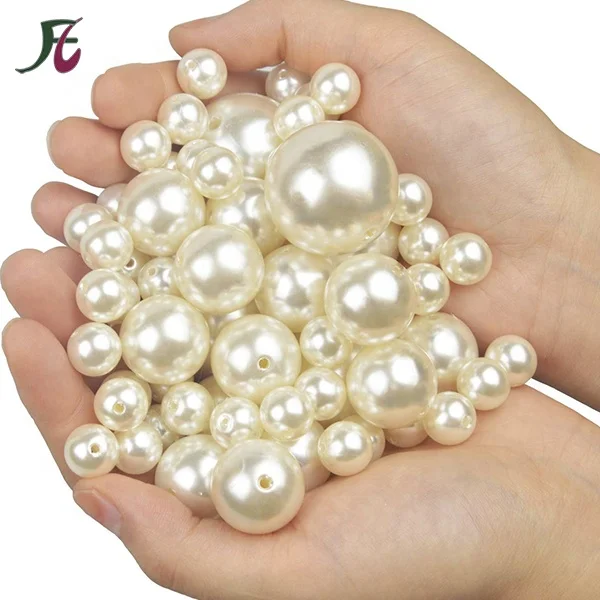 

Wholesale Fashion 4MM, 5MM, 6MM, 8MM, 10MM, 12MM, 14MM, 16MM, 18MM,20MM, 23MM, 25MM, 30MM ABS Plastic Pearl Beads with hole