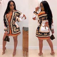 

2019 Fashion Women Shirt Dresses Leopard Printed Clothing Casual Dress Vintage