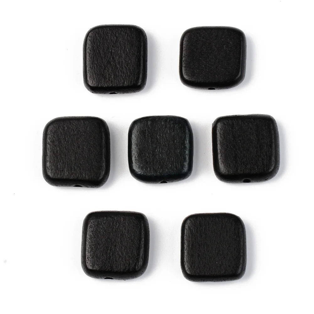 

PandaHall Lead Free Square Black Natural Painted Wood Beads