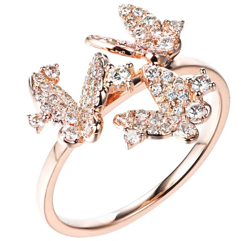 

Women Rings Butterfly Open Crystal Cubic Zircon Wings Ring Trendy Jewelry Fashion Bohemian Crystal Ring Accessories
