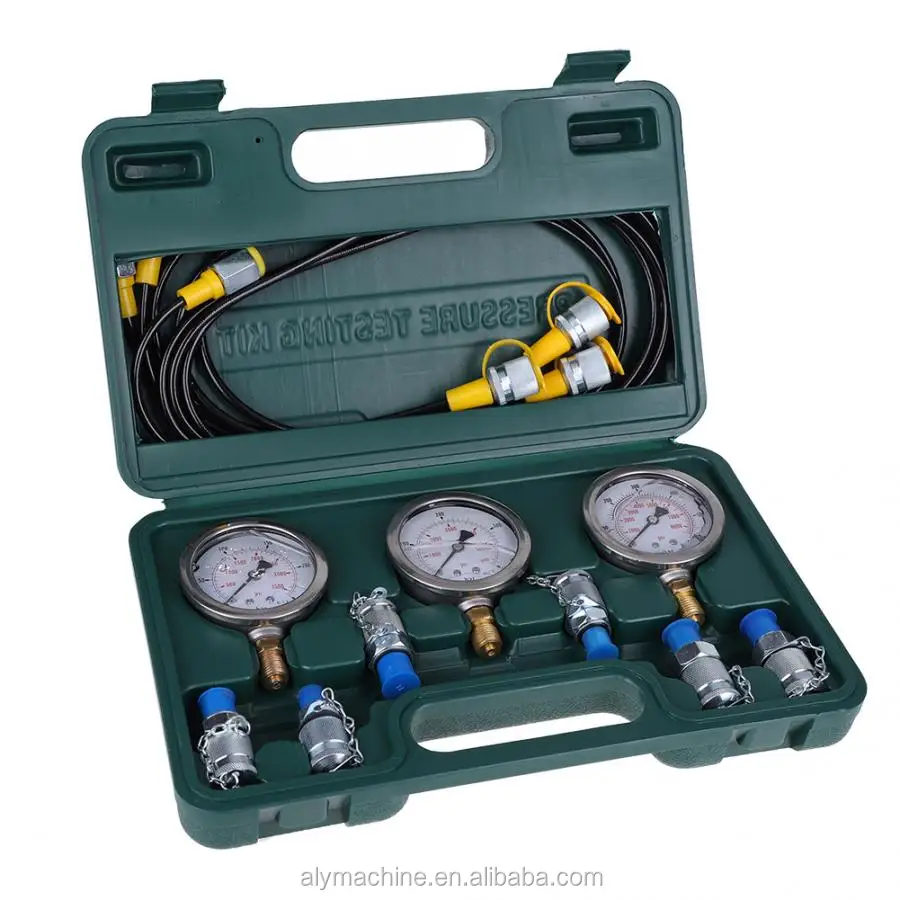 Hydraulic Pressure Gauge Test Kit w 9 Test Couplings Common Diagnostic Test Tool 