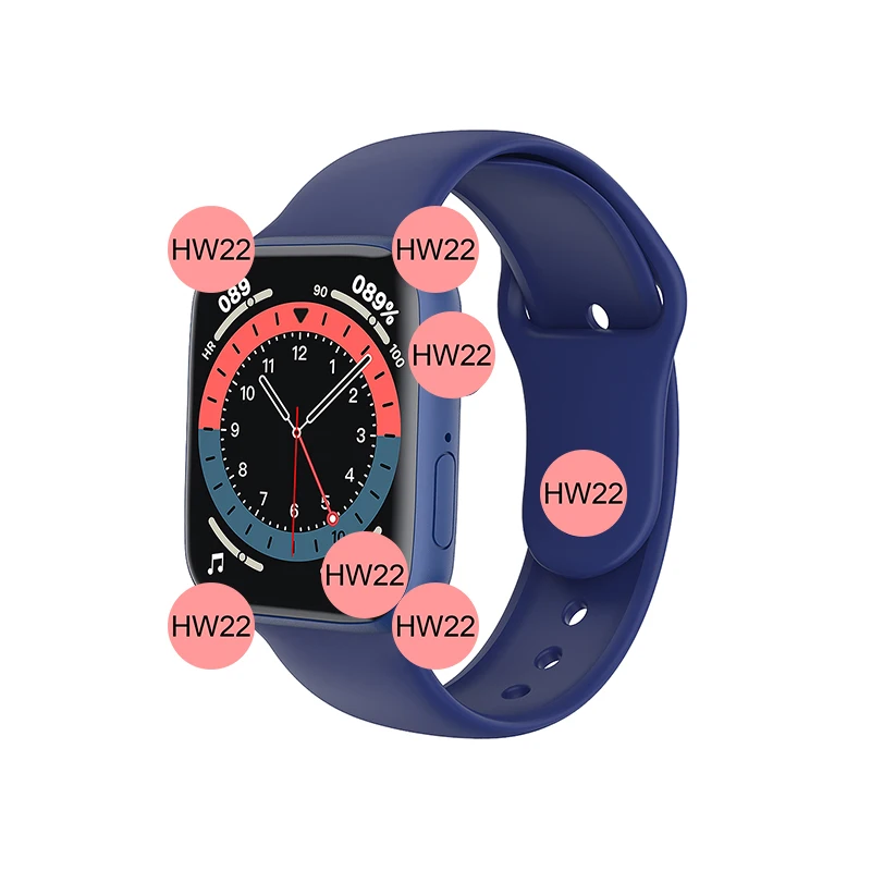 

New Arrival HW22 Smart Watch Series 6 IWO Wearfitpro Original Android HW22Plus HW22Pro Version Mejor HW22 Pro Plus Smart Watch, Black, red