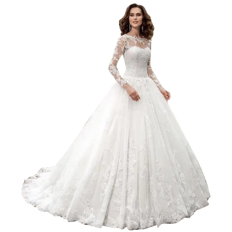 

Vestido de noiva new elegant casual dresses embroidery long sleeve sheath lace bridal gowns plus size bridal wedding dresses, Custom made