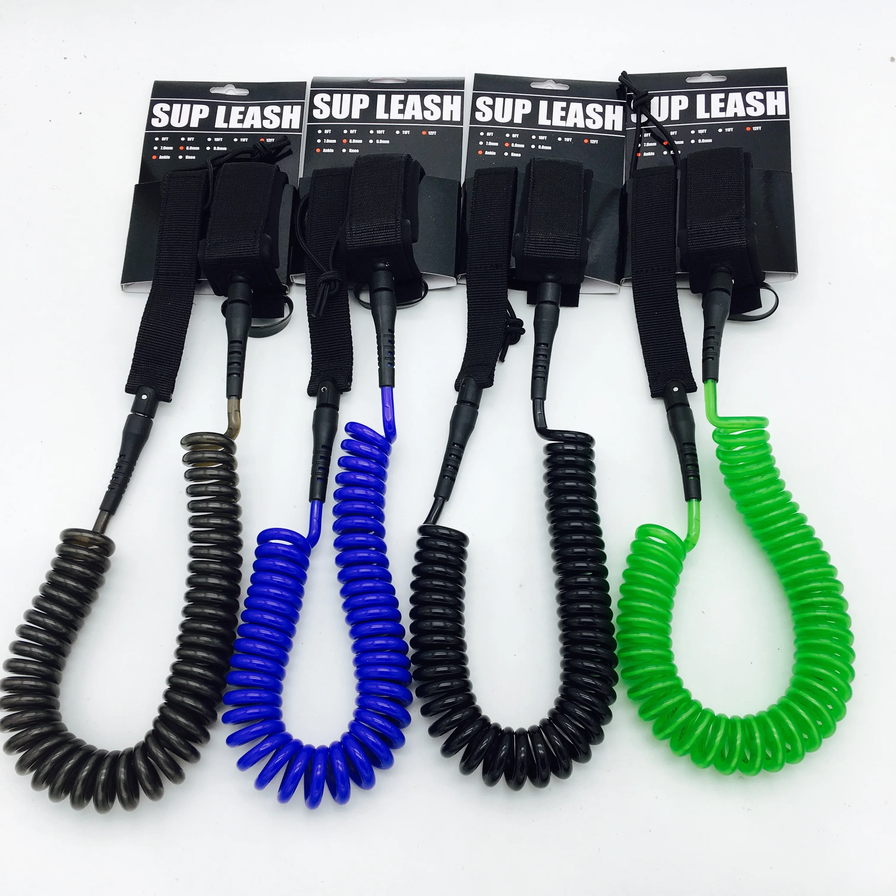 

5mm Sup Leash For Water Sports Custom Design Durable Water Paddleboard Coiled Ankle Rope, Customized color