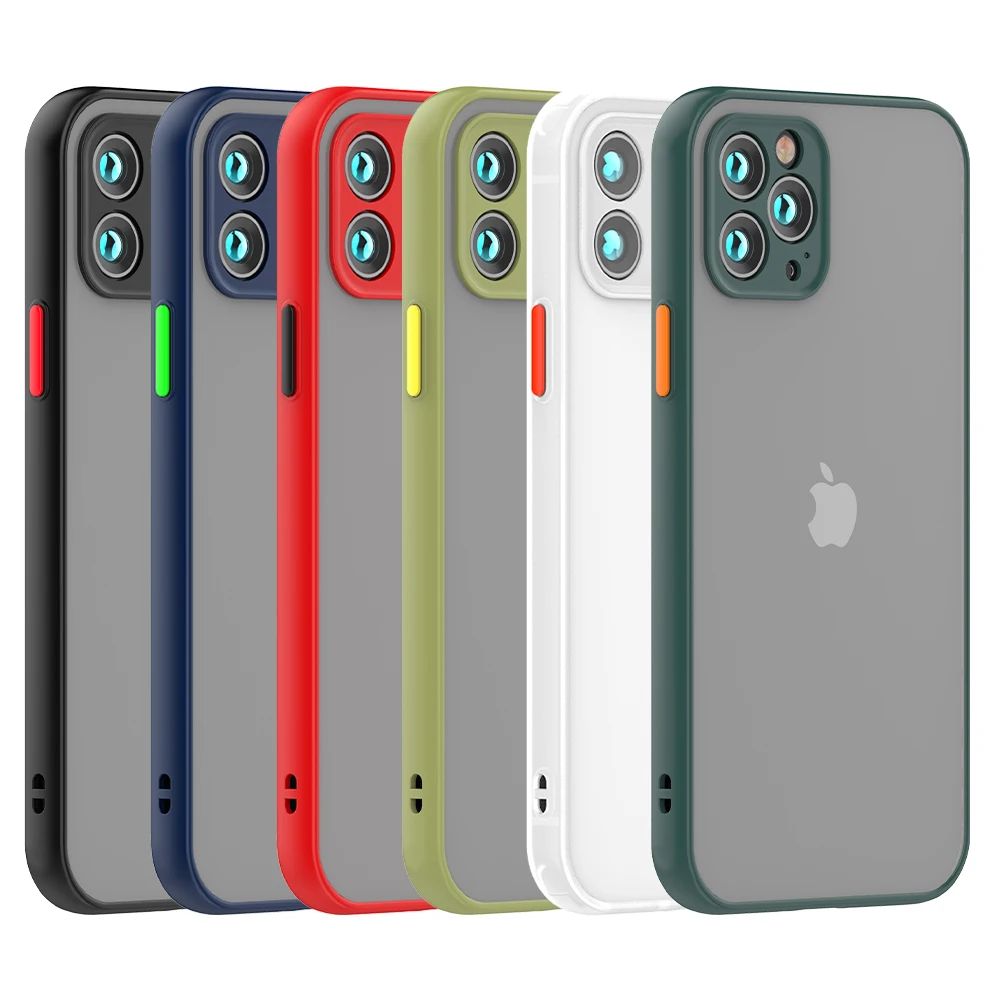 

For IPhone 12 11 Pro Case Shockproof TPU PC Phone Case iPhone X XS MAX XR 8 7 6 6s Plus Translucent Matte Mobile Back Cover