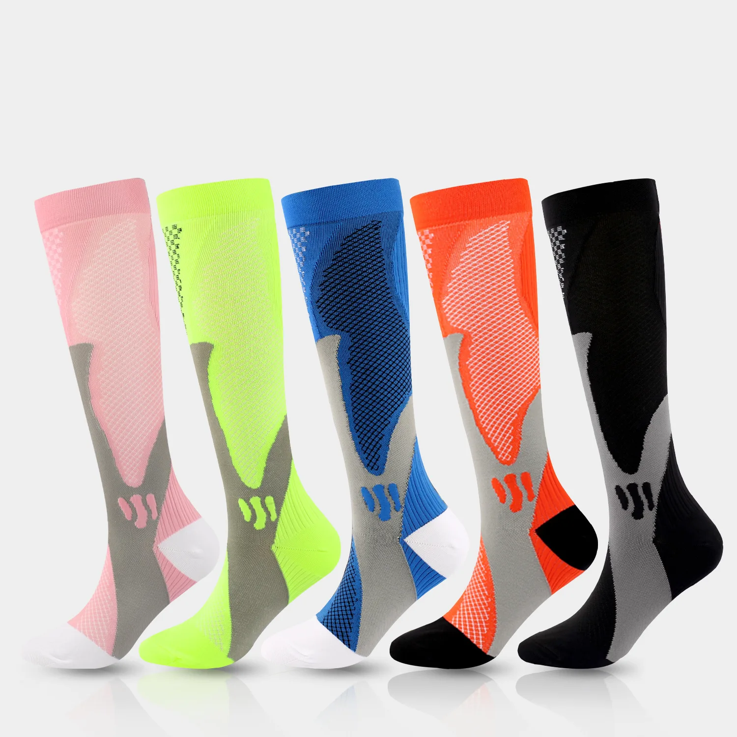 

Wholesale Custom High Elastic Long Barrel Cotton Print Sports Women Compression Colorful Socks, Customized colors