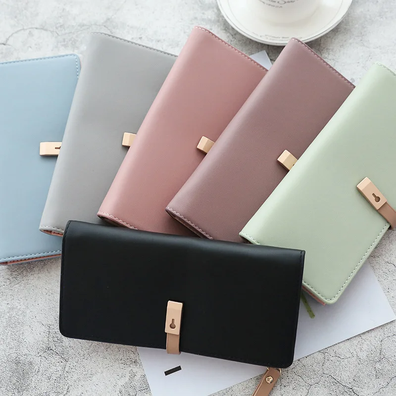 

2021 hot selling Pure and fresh style wallets womans fashionable Contrast color cute long wallet for girls, As pic