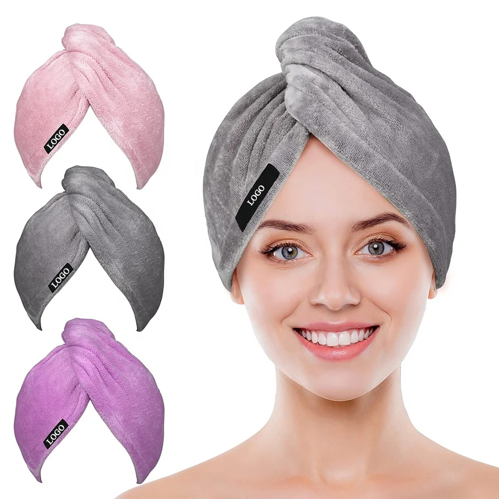 

Cheap Wholesale Custom Twist Microfiber Hair Quick Drying Wrap Hair Turban Towel Band For Girl Women