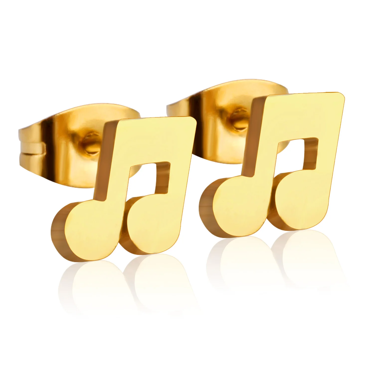 

Creative Stainless Steel Stud Earrings Gold Silver Jewelry Music Notes Earrings For Sale, Gold/silver available