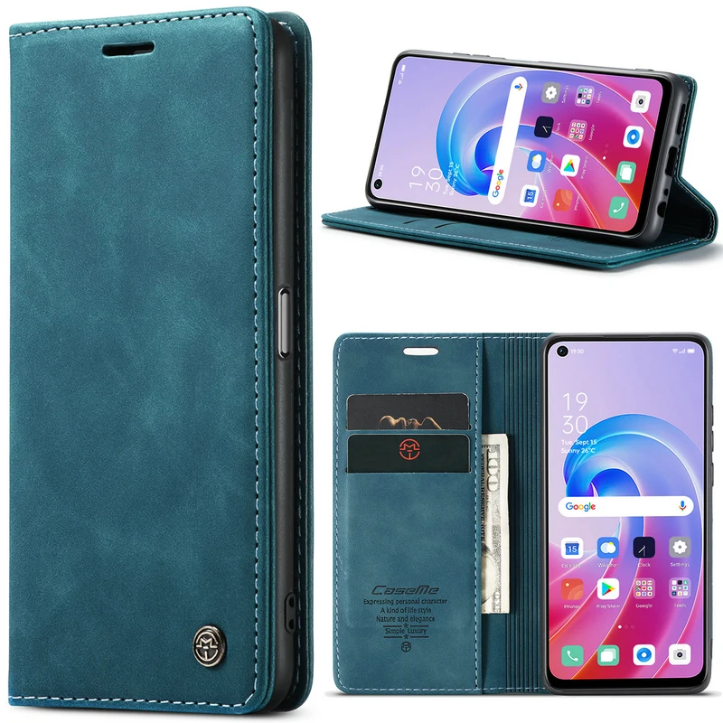 

CaseMe Leather Wallet Phone Case For OPPO Reno 8 7 Pro 5G A96 A36 K10 A76 F19 F19S A74 A95 4G Flip Card Slot Phone Case Cover