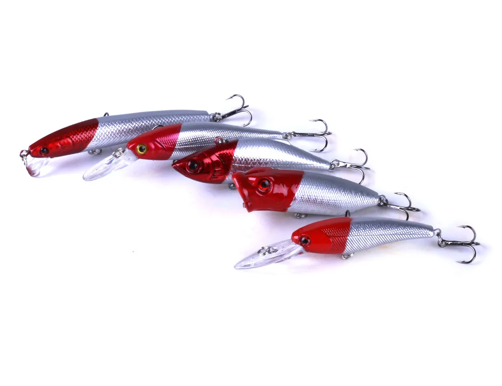 

Peche Red Head White Body Lure Set Bait Bobmino 5 Combination Pesca Leurre Peche Carpe Leurre Souple Leurres Senuelos Pescaria, 6colors