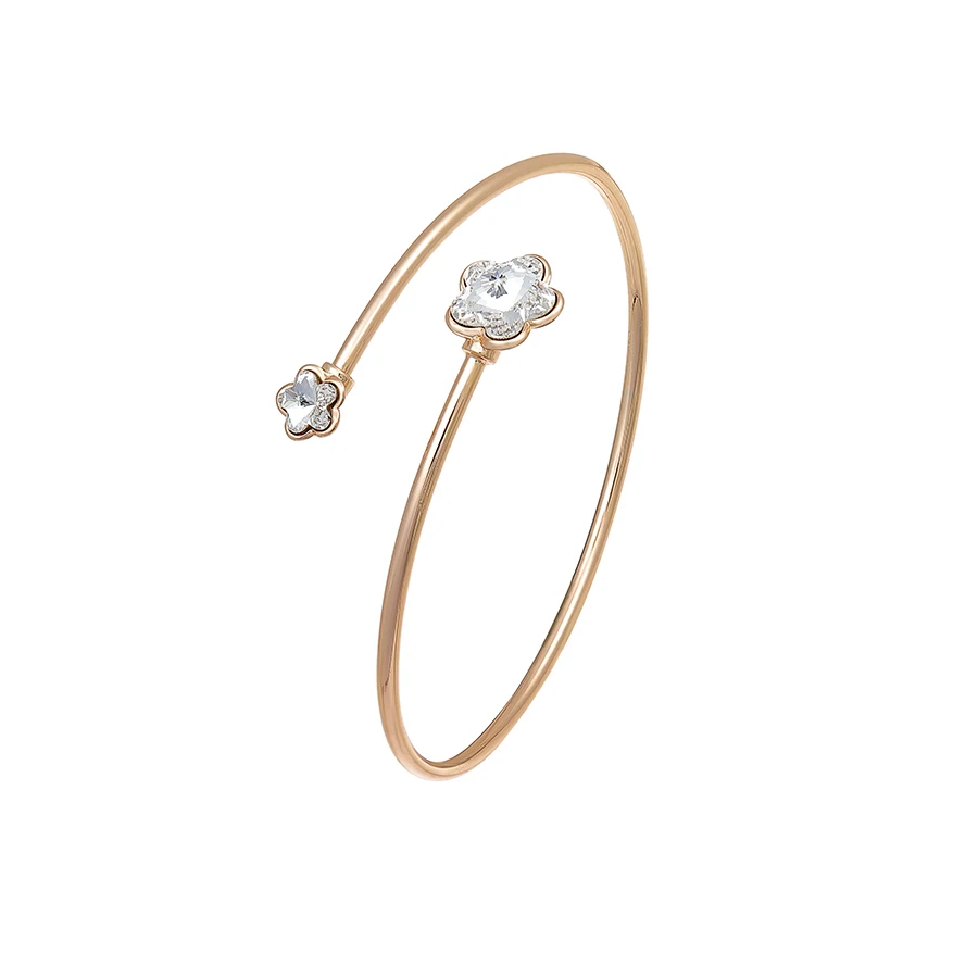 

52706 xuping Customizable new double flower crystal open bracelet