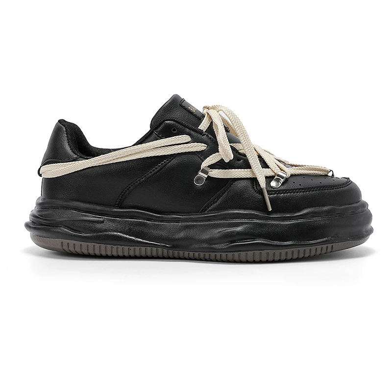 

Amazon hot sale black leather men's fashion sneakers custom men running casual skateboard shoes, White & black