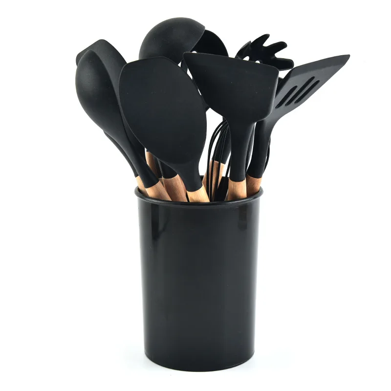 

non-stick cookware 12 pcs/ set silicone kitchenware cooking suit kitchen supplies, Dark blue, light blue, pink